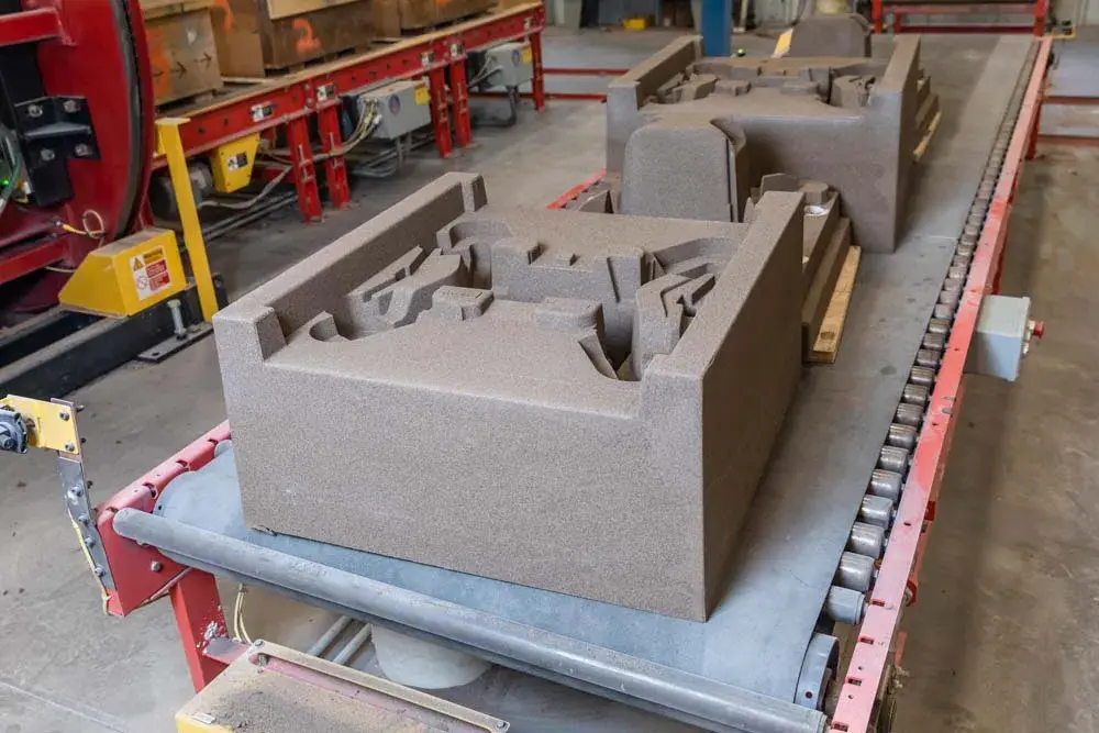 Sand mold waiting to be prepped for the sand mold casting process